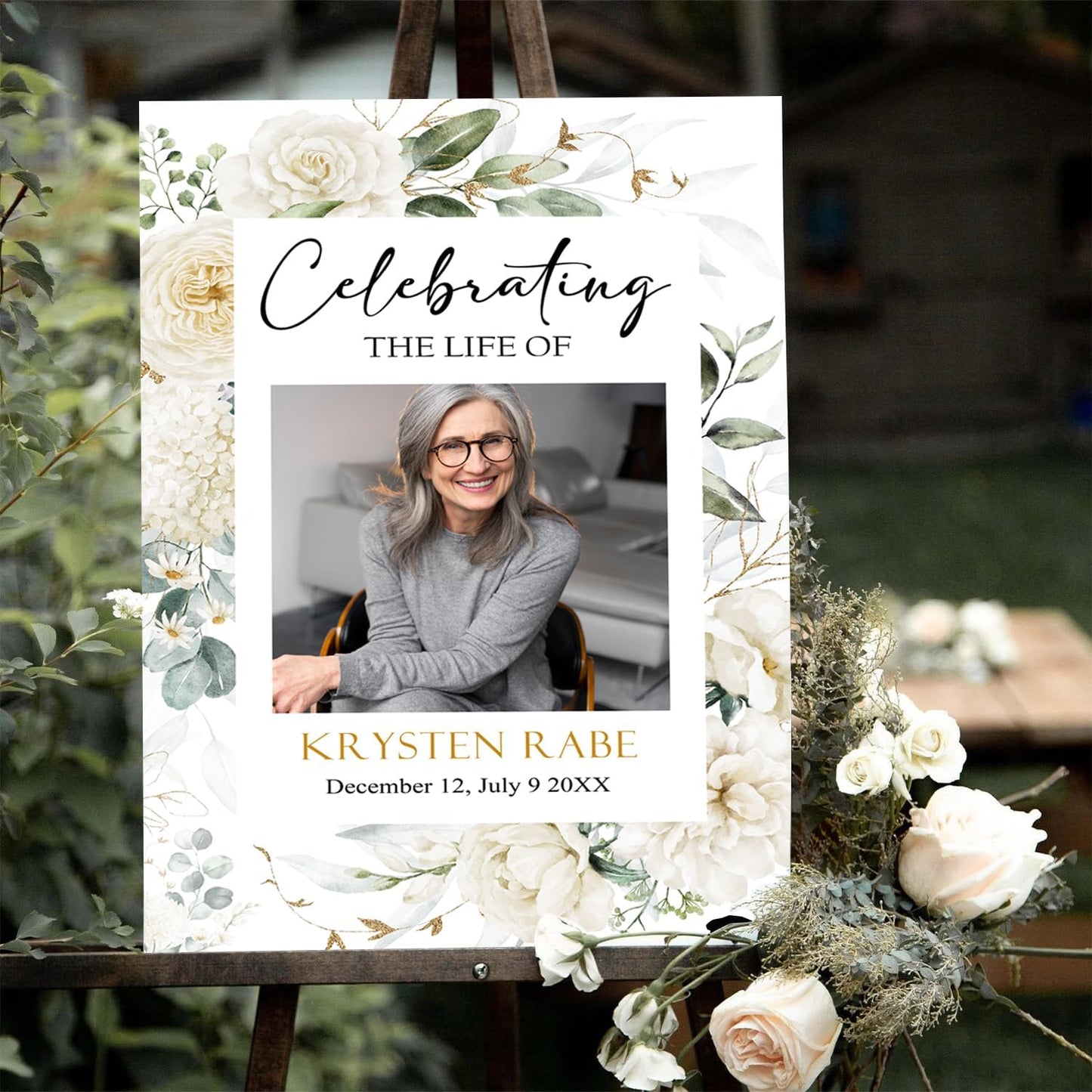 Greenery Funeral Sign, Memorial Sign, Celebration of Life Welcome, Eucalyptus Greenery Funeral Sign, Funeral program, Gold Frame Printable Celebration of Life Sign