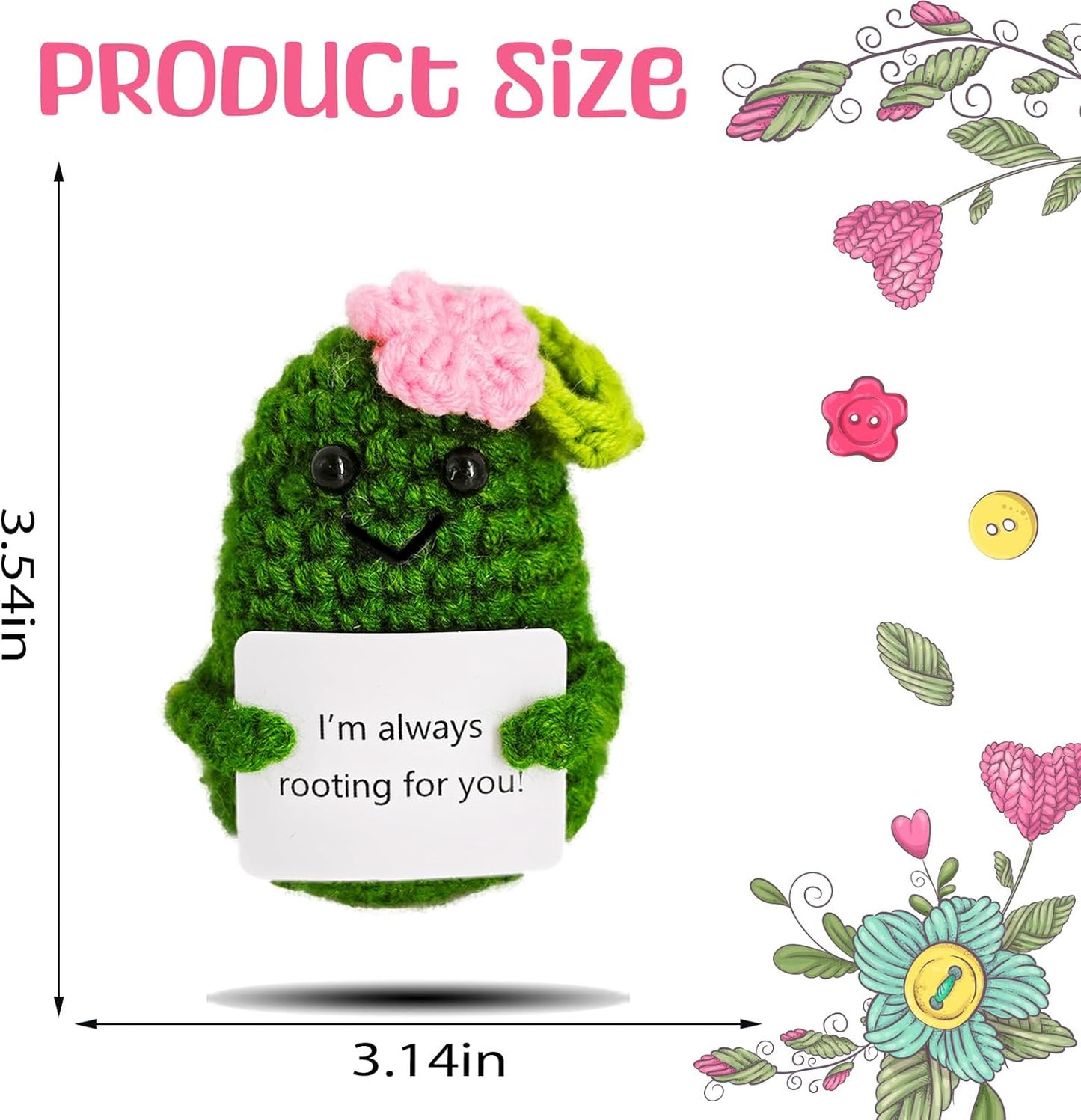 Crochet Emotional Support Melon-Handmade Mental Health Gifts for Friends,Family-Uplifting Gifts for Grandpa,Grandma Mom,Dad,Teens