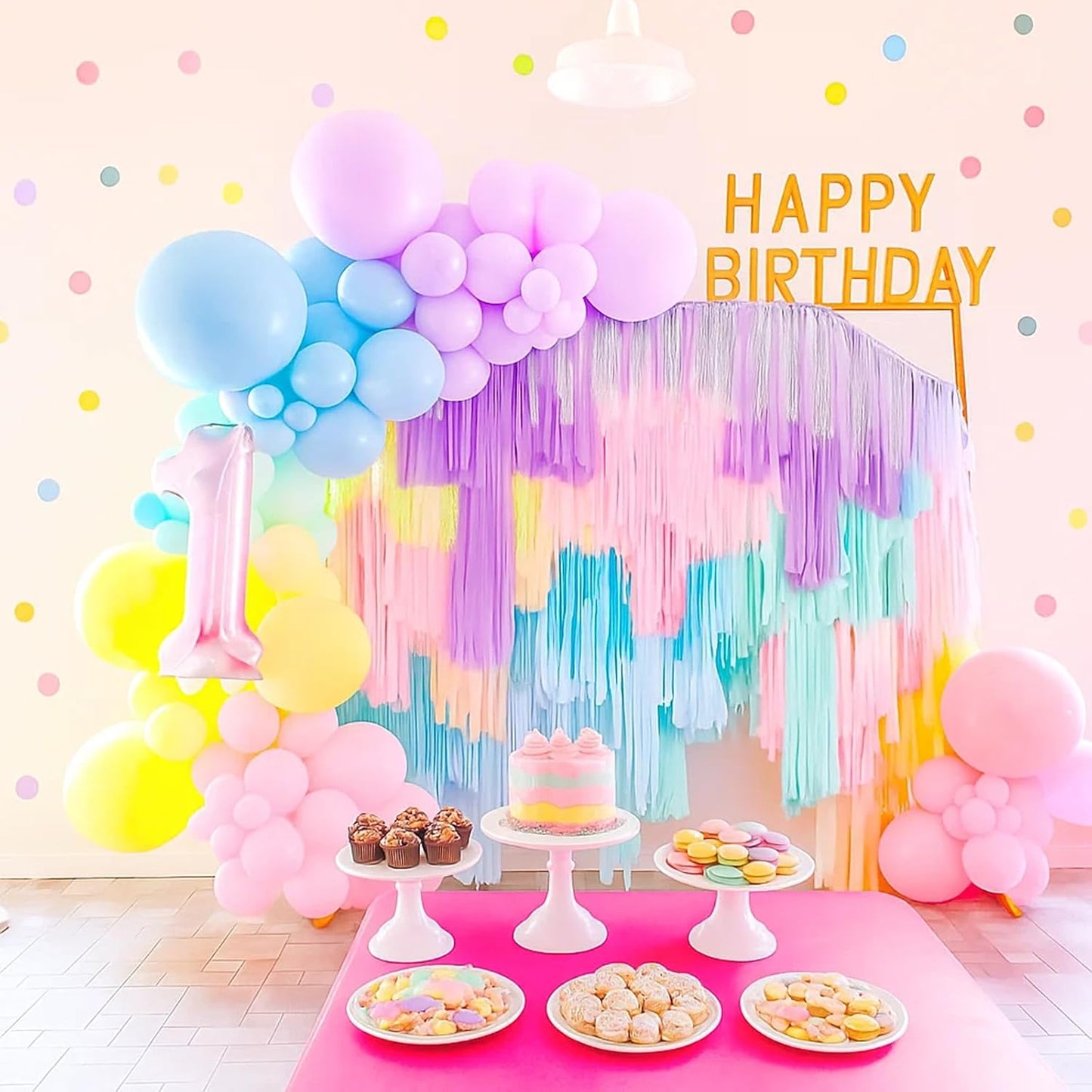 Patimate Pastel Balloons Set, 50 pcs 12 inch Rainbow Multicolor Pink Purple Green Yellow Blue Macaron Latex Balloons Kit for Birthday Baby Shower Bridal Shower Party Decorations