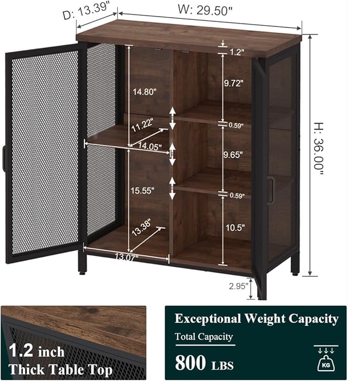 BON AUGURE Coffee Bar Cabinet for Liquor, Small Storage Cabinet for Home Kitchen - Image 2