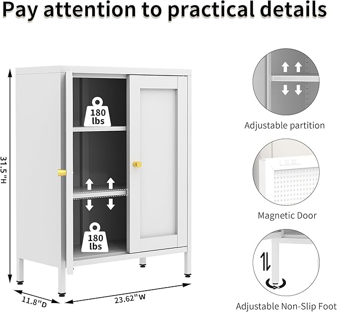 White Metal Storage Cabinet - Image 2