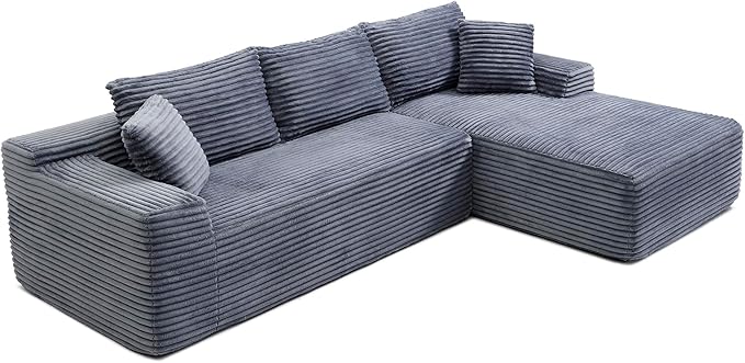 95" L Shaped Boneless Sectional Couches, Wide Armrest, Deep Seat, Memory Foam by Repantes