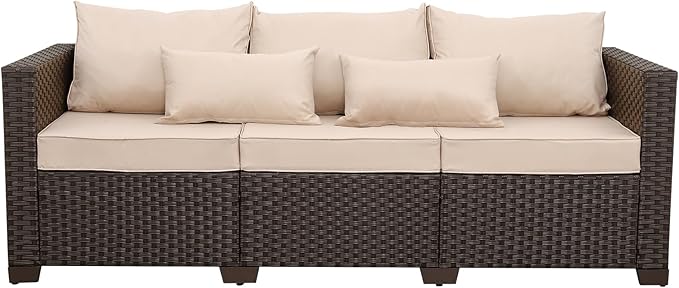 Rattan Star Outdoor Furniture Couch 3 Seater Sofa Outdoor Brown Wicker Sofa - Image 7