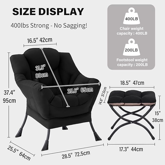 Tiita Lazy Chair with Ottoman, Comfy Leisure Sofa Armchair with Ottoman - Image 2