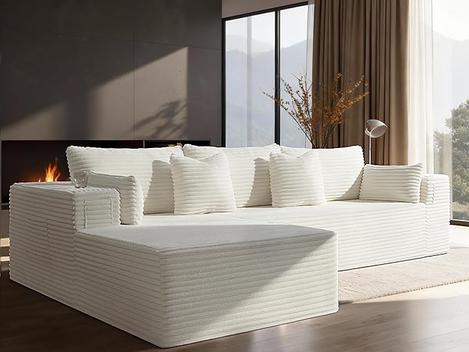 108" Cloud Sectional Couch, Comfort L Shaped Boneless Couch by VYUXWO
