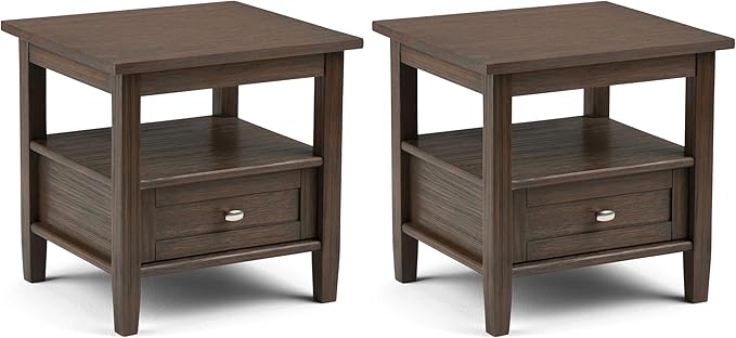 SIMPLIHOME Warm Shaker Solid Wood 20 inch Wide Transitional-Style End Tables in by SimpliHome