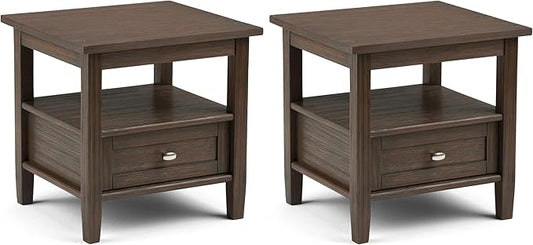SIMPLIHOME Warm Shaker Solid Wood 20 inch Wide Transitional-Style End Tables in by SimpliHome