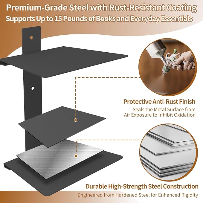Invisible Floating Bookshelves 4 Tier, Heavy Duty Metal Book Organizer - Image 7