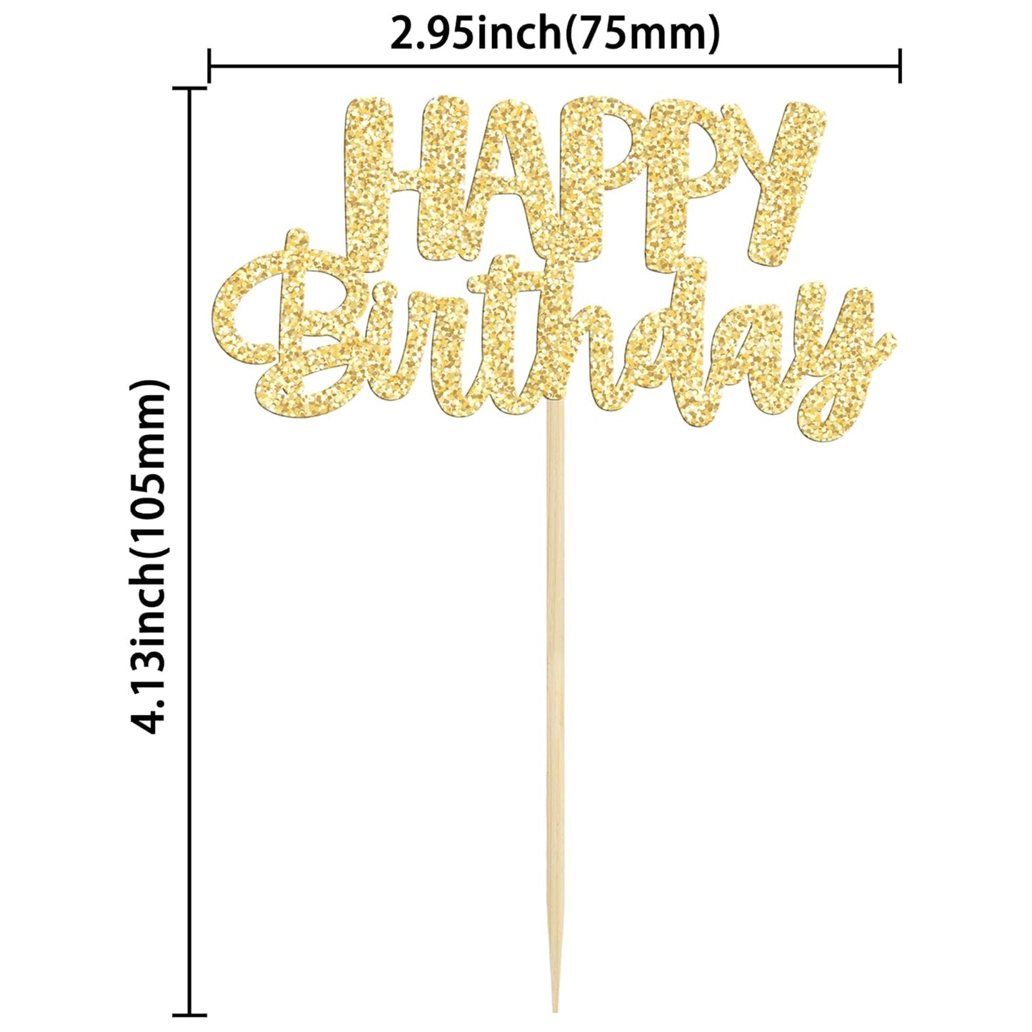 Gyufise 24Pcs Happy Birthday Cupcake Toppers Glitter Birthday Cupcake Food Picks for Celebrating Hunter Theme Party Cake Decorations Supplies Purple Gold Silver
