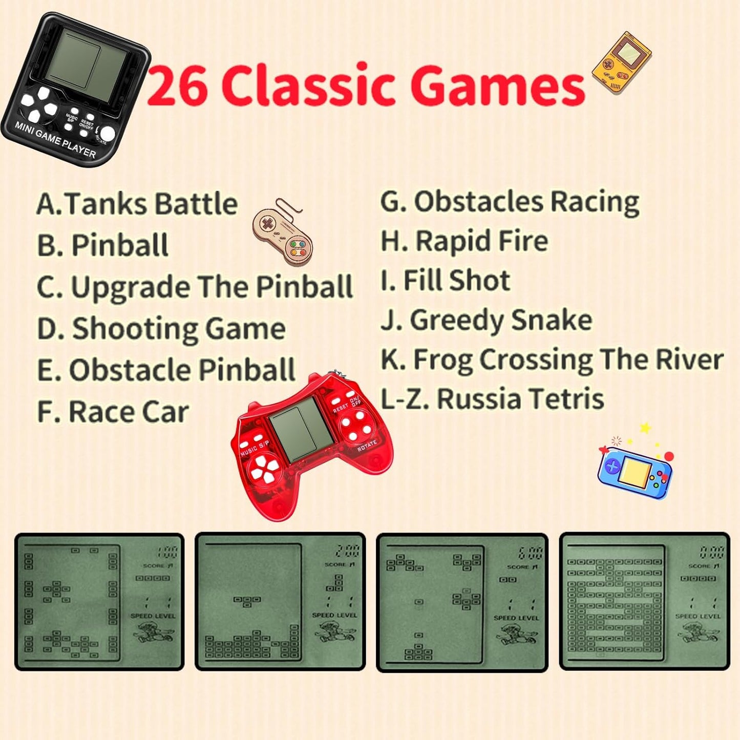 24Pcs Video Game Party Favors Video Game Keychain Gamer Party Favors Video Game Party Supplies Arcade Mini Gaming Keychain for Boys and Girls