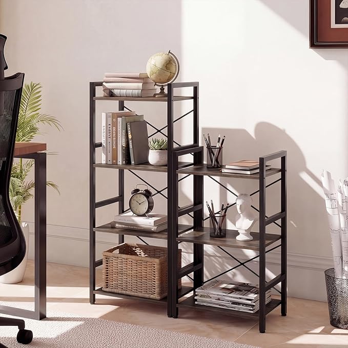 Tangkula 3-Tier Industrial Bookshelf, 16.5" Width Wooden Open Bookcase - Image 6