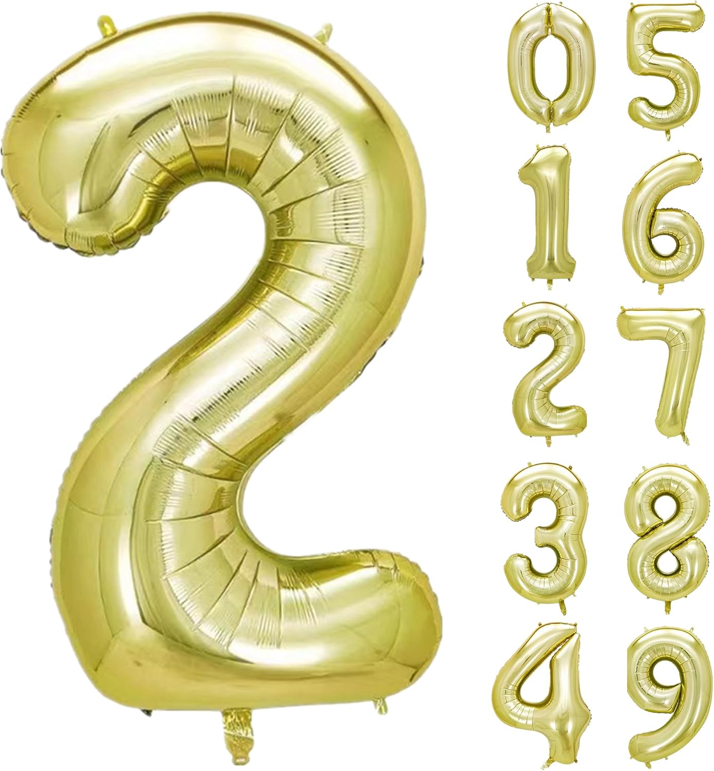 40 Inch Number 2 light gold Large Numbers Balloon 0-9 Birthday Party Decorations,Foil Mylar Big Number Balloon Digital 2 for Birthday Party Supplies Wedding Decorations(Number 2)