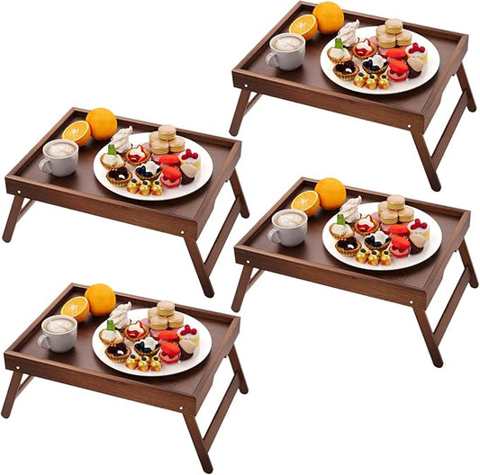 Fibogollo 4 Pack Bamboo Bed Tray Table by Fibogollo