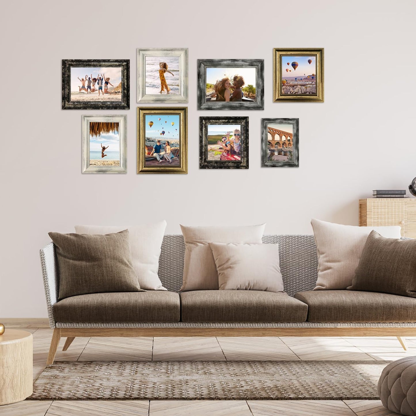 4x6 Picture Frames Set of 4 Vintage Photo Frame, Rustic Retro Photo Frame with Real Glass,Decorative Art Wall Mount and Tabletop Display Family Friends Wedding Gift