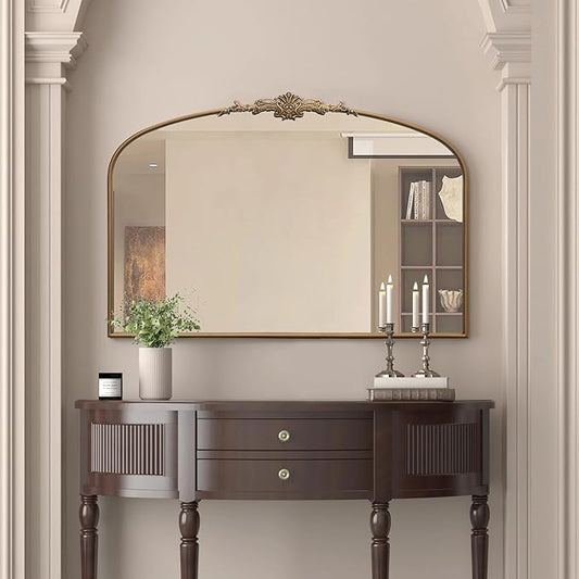 Besdomus Vintage Arched Gold Mirror: 48"x33" French Oversize Gold Antique by Besdomus