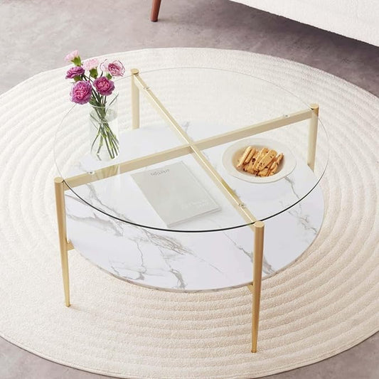 LumFurn Round Coffee Table for Living Room, Mid-Century Modern Design, D30 x H17 by LumFurn