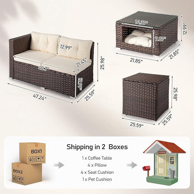 VINGLI 4 Pieces Outdoor Sectional Wicker Patio Furniture - Image 3