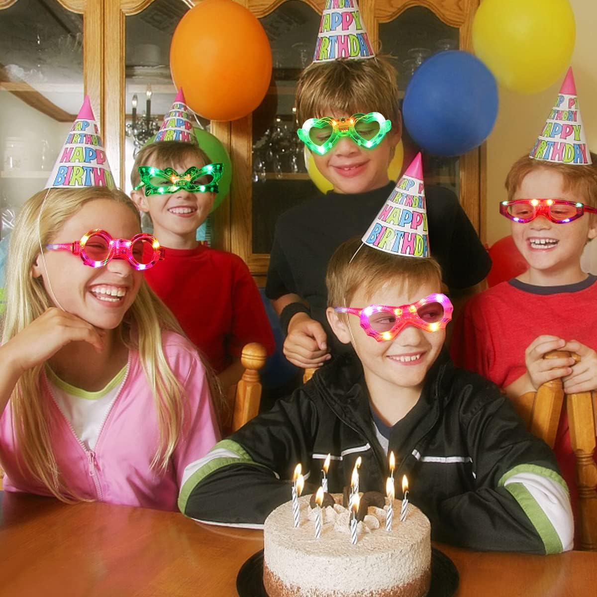 35 Pcs LED Glasses 7 shapes 6 LED Glow In The Dark Party Supplies Favor for Kids Adults shutter heart round star butterfly Glow Sticks Light Up Glasses fit Birthday Halloween Christmas Valentine's Day