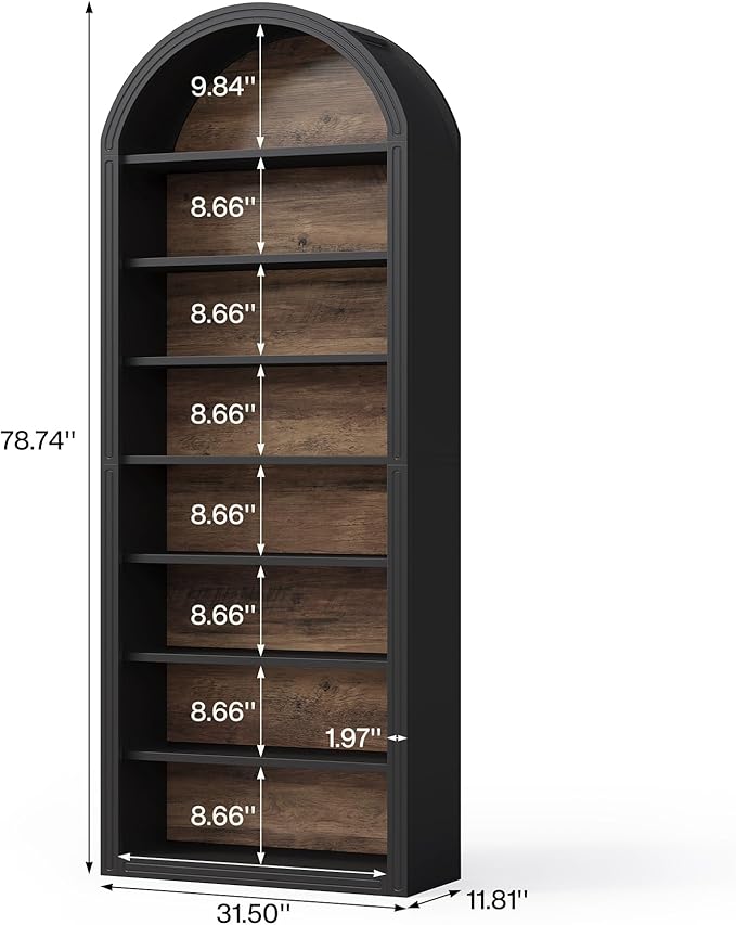 LITTLE TREE 8-Tier Bookcase, 78.7" Tall Bookshelf - Image 2