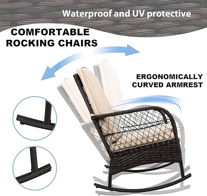 LEVELEVE Patio Furniture Set Outdoor Rattan Chair Wicker Sofa Garden - Image 6