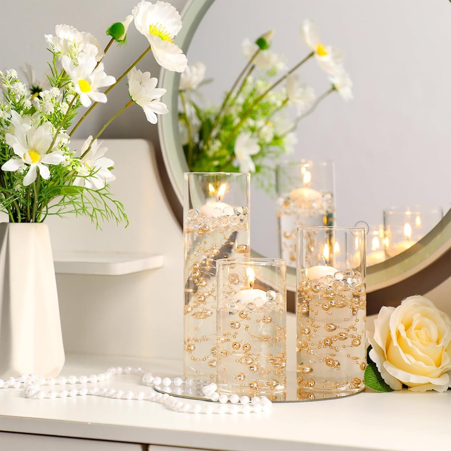 Sawysine 6 Pcs Glass Cylinder Vases 2.5''/2.95''/3.9'' Diameter Clear Flowers Vase Hurricane Floating Candles Holders for Table Centerpieces (3.9 x 8 in,3.9 x 10 in,3.9 x 12 in)