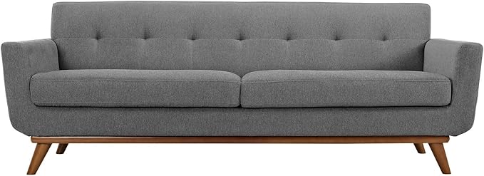 Modway Engage Mid-Century Modern Upholstered Fabric Sofa in Expectation Gray - Image 4