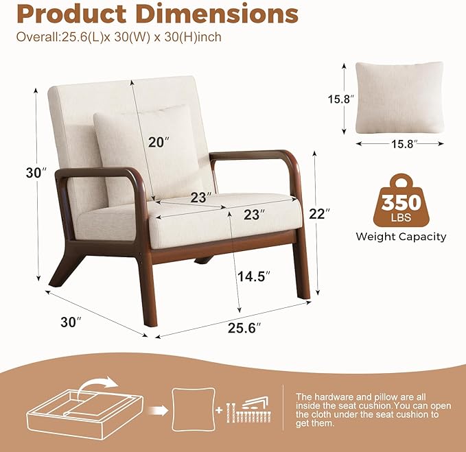 ELUCHANG Mid-Century Modern Chair, Accent Chair - Image 2