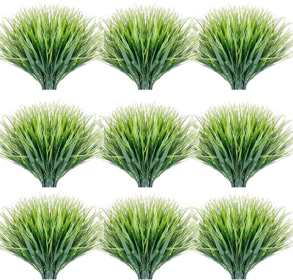 30 Bundles Artificial Grasses Outdoor UV Resistant Fake Grasses No Fade Faux Plastic Plants Garden Porch Window Box Decorating…