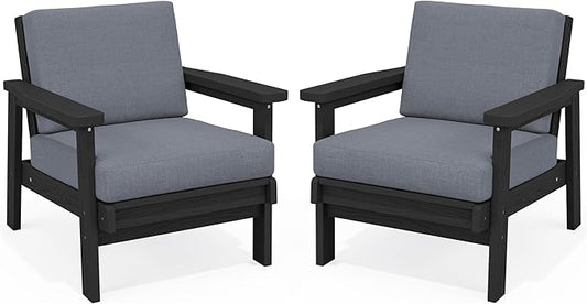 SERWALL HDPE Outdoor Furniture Set, 2 Piece All Weather Wood-Like Outdoor Sofa by SERWALL