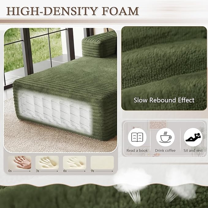 95" Cloud Sectional Couch with L-Shape Chaise, Modular Comfy Sofa Chaise Longue - Image 4