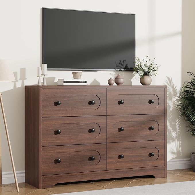 Garvee 6 Drawer Dresser for Bedroom, Wooden Mid Century Modern Chest of Drawers - Image 5