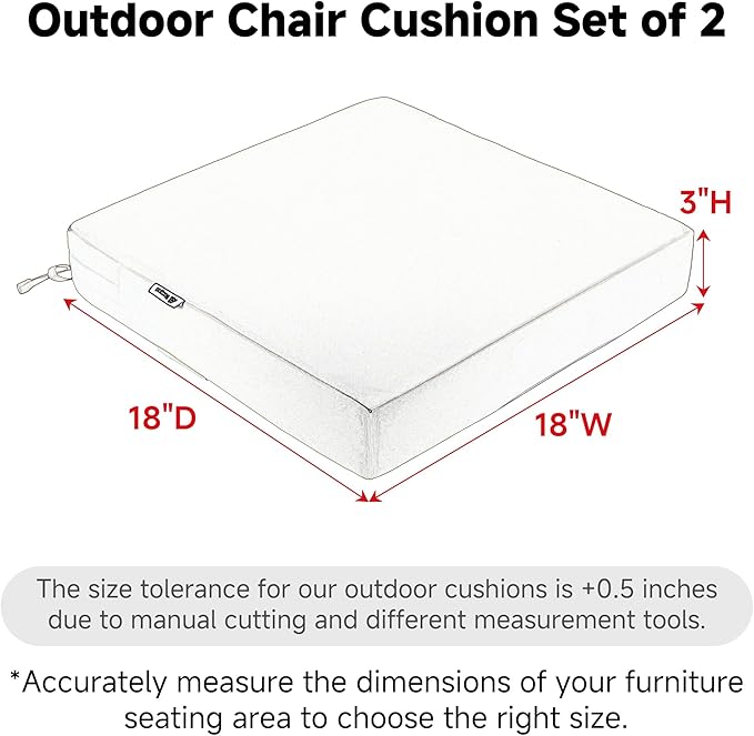 Favoyard Patio Chair Cushions 18 x 18 x 3 Inch Waterproof Outdoor Seat Cushions - Image 3