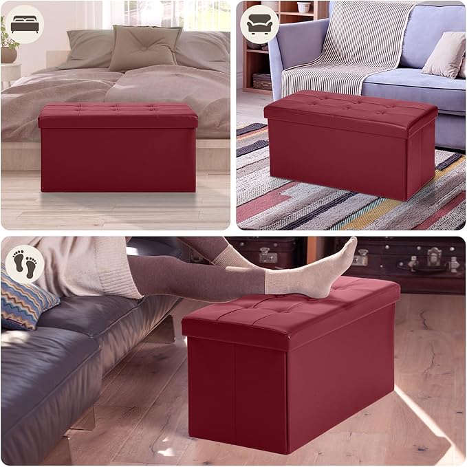 COSYLAND Ottoman Bench with Storage 30x15x15 inches White Ottoman - Image 4