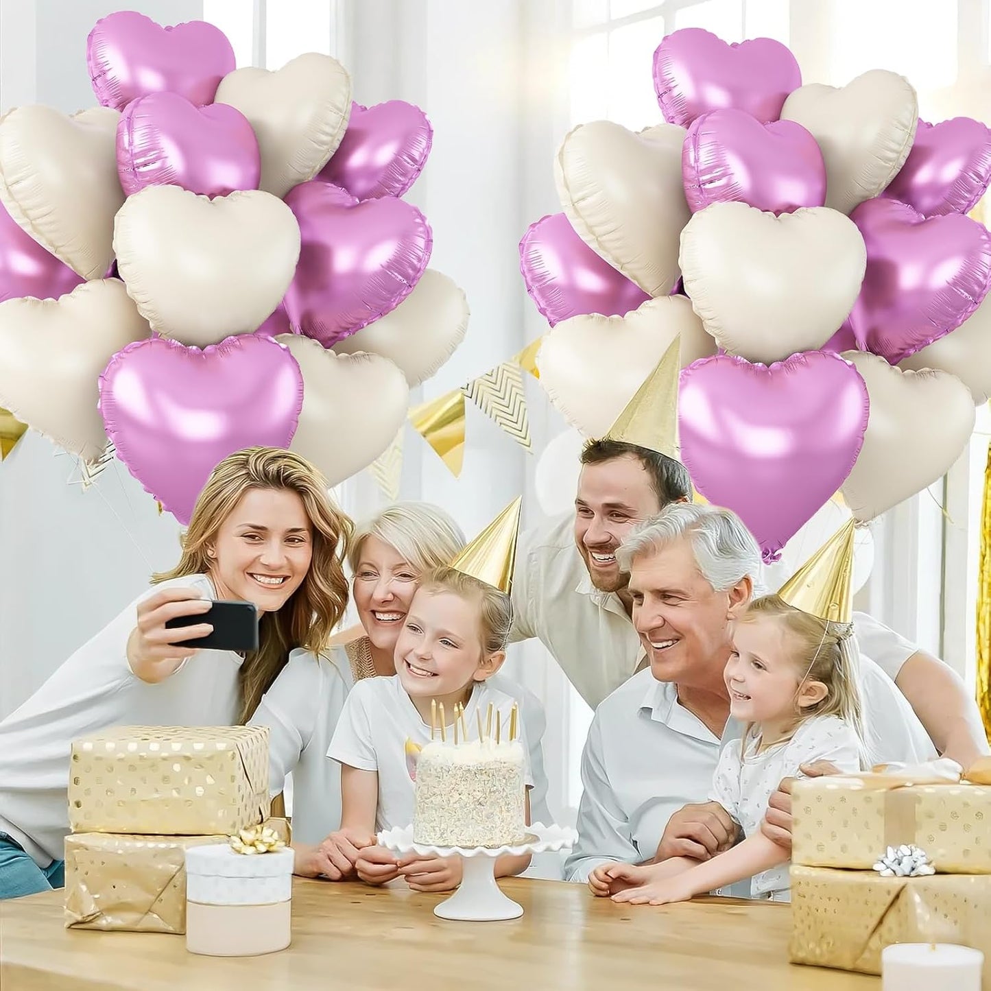 Purple Cream White Heart Balloons,12Pcs 18Inch Cream Purple Sand White Heart Shaped Foil Helium Balloons for Baby Shower Birthday Anniversary Wedding Engagement Party Decorations