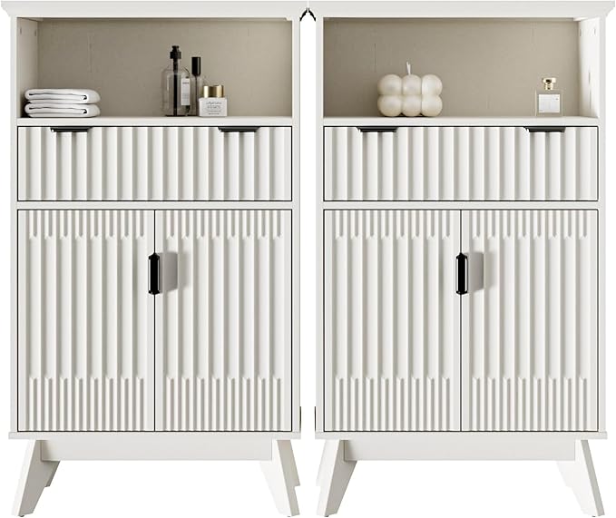 Fatmok Buffet Cabinet with Storage Set of 2, Wood Buffet Sideboard Console Table by Fatmok