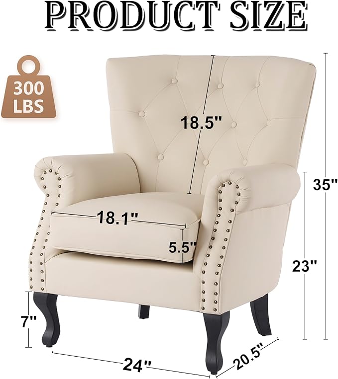 Modern Faux Leather Accent Chair, Upholstered Mid-Century Armchair - Image 3