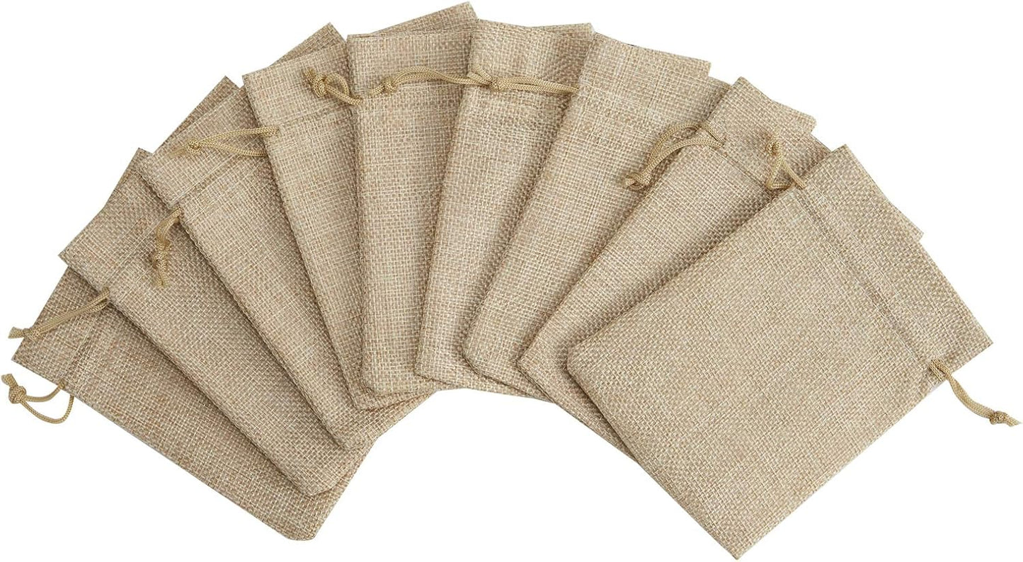 Tendwarm 50 Pcs 5x7 Inch Burlap Gift Bags with Drawstring Recyclable Linen Sacks Jewelry Bag for Wedding Party Favors DIY Craft