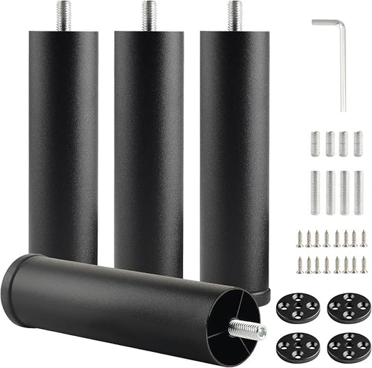 Metal Cylinder Legs for Furniture Set of 4 Pack Black 6 Inch Bed Support Legs by Unknown