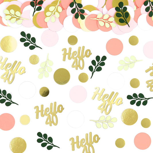 300PC 40TH Birthday Confetti for Table Pink and Sage Green Happy 40TH Birthday Decorations for Women Dots Hello 40 Confetti Scatters Forty Party Decor Supplies