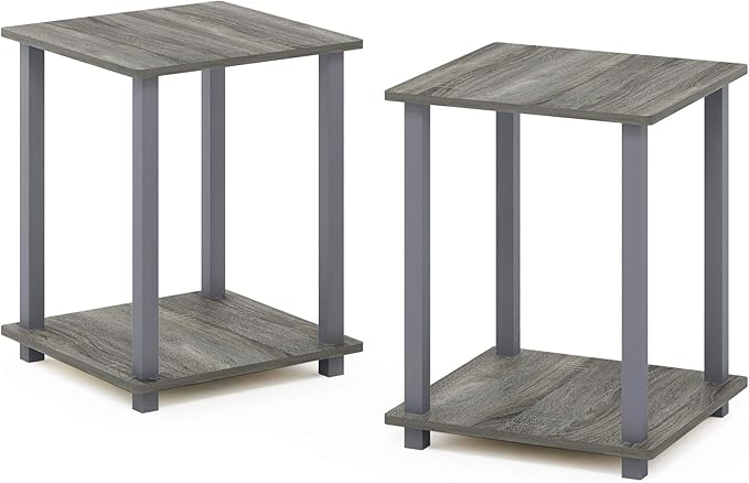Furinno SIMPLISTIC Side Table Set of 2, 2-Tier Square Modern End Table - Image 8