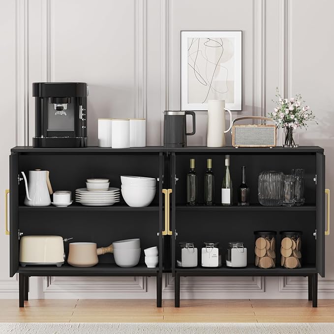 Storage Cabinet with Doors, Modern Black Accent Cabinet, Free Standing Cabinet - Image 6