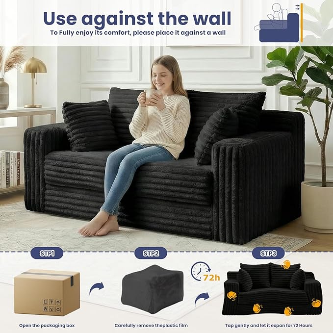 3-in-1 Convertible Sofa Bed: Boneless Loveseat Sleeper & Folding Couch Bed - Image 7