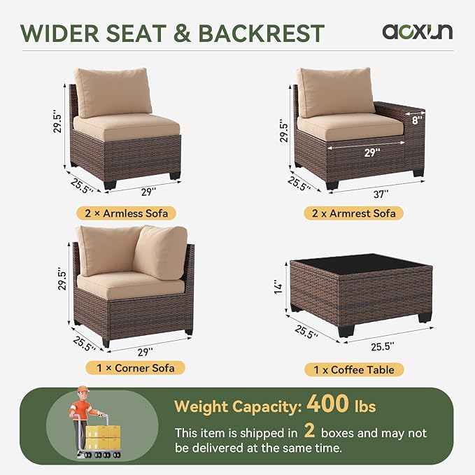 Aoxun Patio Fruniture Sets, Wicker Outdoor Patio Furniture Set - Image 5