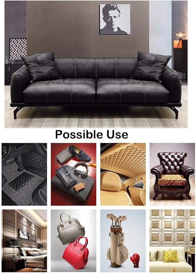 Wento Thick 3 Yard Faux Leather Fabric Soft Skin Grain PU Leather - Image 7