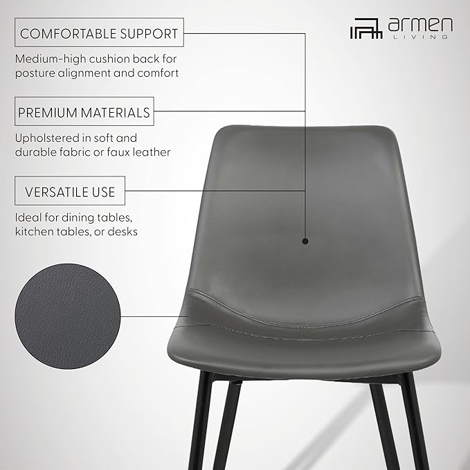 Armen Living Monte Mid Century Modern Dining Accent Chair - Image 4