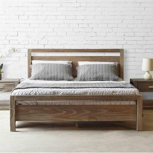 Grain Wood Furniture Loft King Size Solid Wood Bed, Weathered Pine by GrainWoodFurniture
