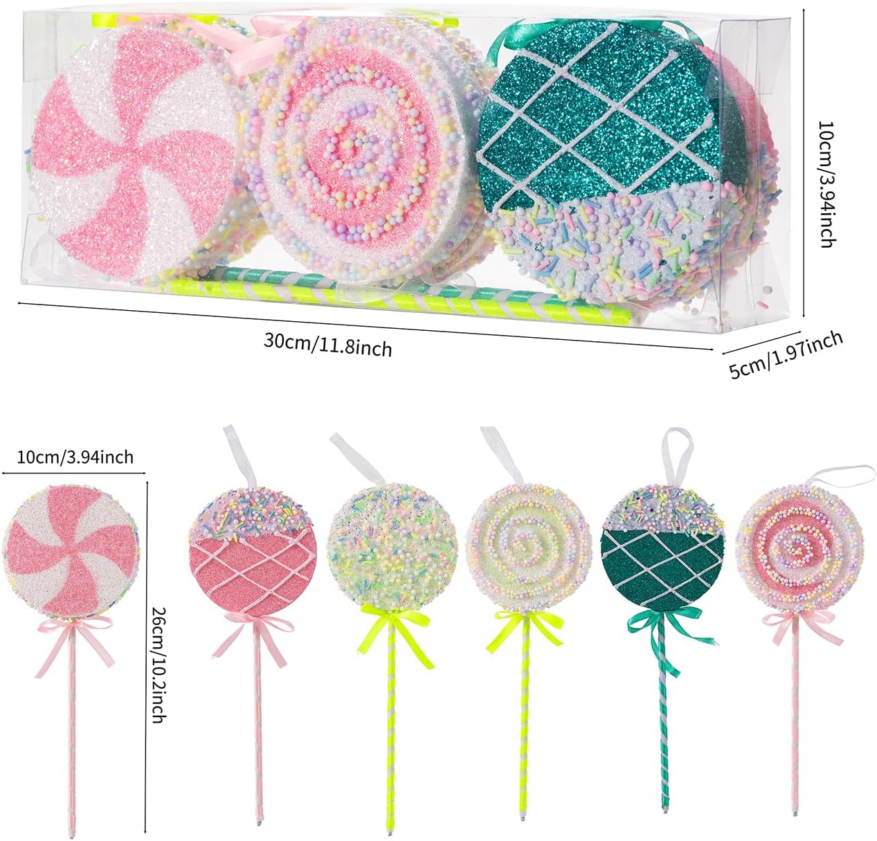 LANGXUN 6pcs Lollipop Candy Land 2025 Xmas Birthday Party Wedding Suppiles Decoration, Hanging Candy Cane Christmas Tree Décor, Christmas Decorative Hanging Ornaments Crafts