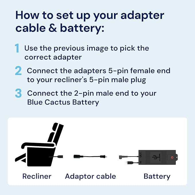 Blue Cactus Adapter Cables for Recliner Battery Pack - Image 6