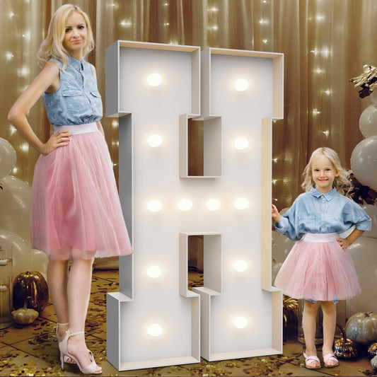 4FT Marquee Light Up Letters H,Party Decoration Large Marquee Light Up Letters with Weighted Water Bag,Pre-cut Foam Board Set Can Be Used for Birthdays,Weddings,Baby Anniversaries