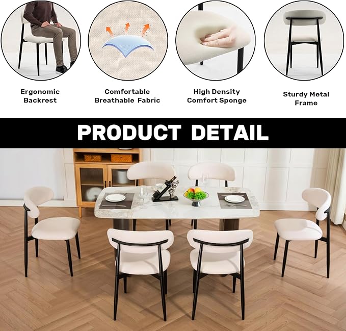 UVV Dining Chairs Set of 4, Metal Kitchen Chairs - Image 7